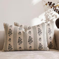 Amor Virisso Floral Throw Pillow Covers 12 x 20 Set of 2 Block Print Pillow Covers Neutral Floral Striped Farmhouse Decorative Pillow Covers for Sofa Couch Bed, Dusty Green by AffordableFloralPrintMaker