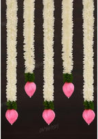 Divyakosh Garlands for Home Decoration, Lotus Hangings (Pack of 5 Latkan, Size 14 Inch Each) | Offwhite Fabric & Solawood Lotus Buds | Flower Garlands for Home Decoration | - Image 5
