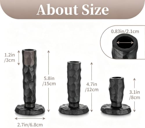 Sziqiqi Black Iron Candlstick Holders: Cast Iron Taper Candle Holder - Image 5