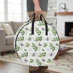 Botanical Country Round Storage Bag 24 Inch, Green Eucalyptus Leaves White Background Clothes Storage Container with Handles Heavy Duty Organizer for Comforter, Bedding & Holiday Wreaths - Image 2
