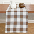 Solino Home 100% Pure Linen Table Runner, 14 x 90 in, Brown and White Check by SolinoHome