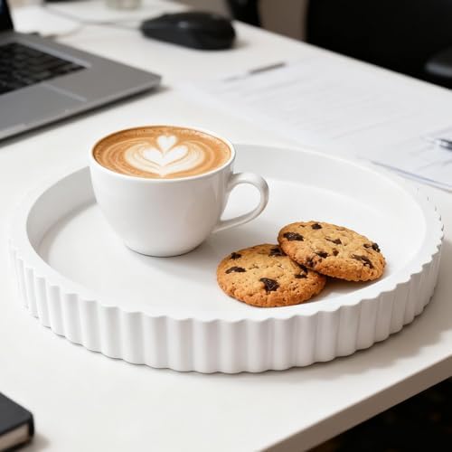 Decorative Tray for Coffee Table, 12'' Resin Round Tray for Home Decor - Image 5