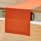 Solino Home Cotton Linen Table Runner Burnt Orange Hemstitch, 14 x 90 in - Image 2