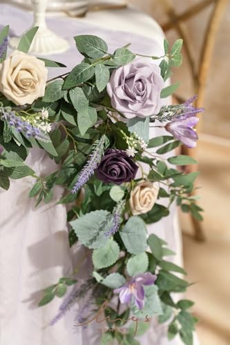 Ling's moment Purple Artificial Flower Garland Wedding Arch 9 FT - Image 4