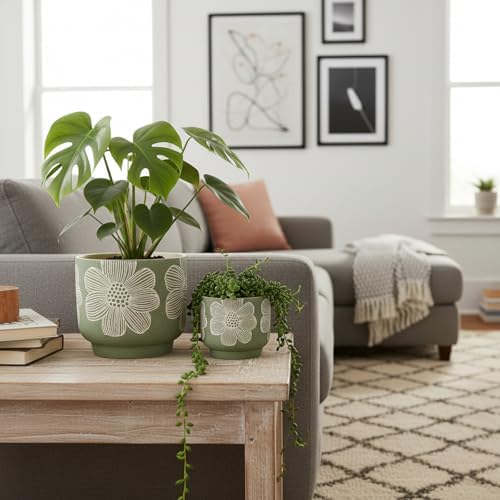 Ceramic Plant Pots, 8+6 Inch, 2 Pcs Indoor Planters with Drainage Holes - Image 3