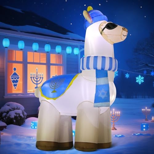 DomKom 6FT Hanukkah Inflatable Llama Decorations,Chanukah Blow up with Star of David and Menorah,Build-in Led Light for Party Yard Holiday Outdoor Decor - Image 5