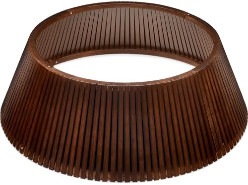Best Choice Products Christmas Tree Collar, Solid Wood Slatted Tree Skirt Holiday Accessory for Home - Walnut by BestChoiceProducts