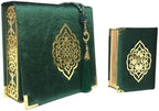 Velvet Quran Pearl Prayer Bead Set, Islamic Gifts for Eid Ramadan, Portable Box, Muslim Home Decor, Figured Gift Boxes Tasbih, Mawlid Present for Wedding, Umrah, Mosque, Praying, Special day (Green) - Image 2