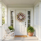 Summer Wreath for Front Door, 22 in Pink Cherry Blossom Hydrangea - Image 2