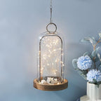 12" High Versatile Rustic Brown Metal Candle Holder with Handmade Sturdy Glass Dome and Shabby Brown Wooden Base for Pillar Candle & Plants, Industrial, Farmhouse, Decorative Display Cloche Bell Jars - Image 4