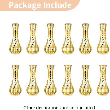 NUPTIO Gold Glass Bud Vase, Vintage Ribbed, 6.1", 6 Pcs - Image 5