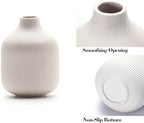 White Ceramic Vases for Decor, 3 Set Small Modern Minimalist Ribbed Vases Decorative for Table Shelf Decor Bookshelf Decoration Vase - Image 4