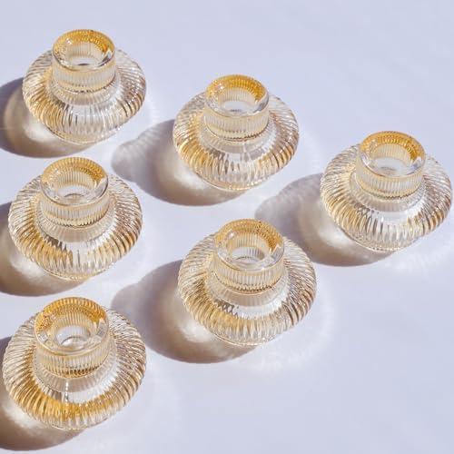VOHO 12pcs Gold Candlestick Holders for Fall Thanksgiving Christmas Decor by VOHO