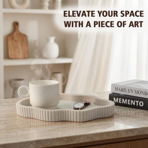 Coffee Table Tray for Home Decor,11" Cloud Sandstone Decorative Tray for Coffee Table Decor,Modern Organizer for Living Room&Kitchen Counter(Model A) - Image 2