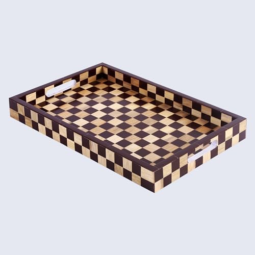Handicrafts Home Resin Inlay Wood Decorative Serving Ottoman Tray, 17x11 - Image 5