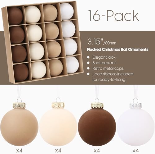 Sea Team 16-Pack Flocked Velvet Christmas Ball Ornaments, Baking Time - Image 3