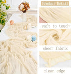 16 Pack Ivory Cheesecloth Table Runner 20 x 120 inch Gauze Table Runners 10 FT Long,Semi Sheer Cheese Cloth Fabric Table Runner Bulk for Wedding,Party,Baby Shower,Bridal Shower Decoration - Image 3