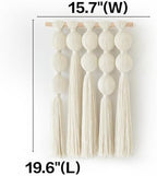 Jakalin Macrame Wall Hanging Boho Tassel White Fiber Wall Art 19.6"x15.7" - Image 5