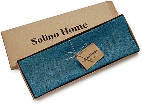 Solino Home 100% Linen Placemats Chambray Teal, Athena 14 x 19 in, Set of 4 - Image 3