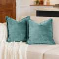Luxurious Velvet Throw Pillow Covers 20x20 Set of 2 Decorative Pillow Covers Solid Square Cushion Case for Sofa Couch Bedroom Farmhouse, Aqua Green by COCOPLOCEUS