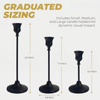 27 pcs Gold Candlestick Holders Set, 3 Sizes Metal Taper Candle Holders Weighted with Anti-Slip Pad, Vintage Finish Candle Sticks for Wedding Centerpieces, Christmas Mantel, Fireplace & Table Decor - Image 2