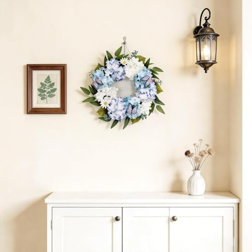 Garvee 20" Spring Summer Wreaths for Front Door, Hydrangeas Wreath - Image 3