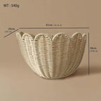 Large Scalloped Woven Rattan Wall Basket Set of 2, Hand Woven Wicker - Image 2
