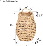 YRMT Water Hyacinth Woven Hanging Basket Wall Hanging Basket Decorative Front Door Basket Decor for Flower Plants Boho 15" x 10" - Image 4