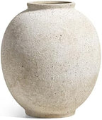 Large White Ceramic Vase - 9.8 Inch Rustic Farmhouse Flower Vase for Home Decor, Minimalist Tall Vases for Living Room, Table, Bathroom, Holiday & Weddings (Sandstone Yellow) - Image 6