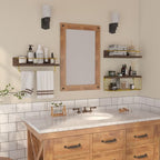 PopiShelves Bathroom Shelves Over Toilet for Wall, Floating Shelves with Storage Basket Paper Holer for Kitchen Living Room, Bedroom & Classroom, Set of 3 (Brown and Gold) - Image 6