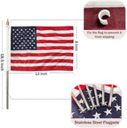 JRED 12 Pack Small American Flags on Stick, 8x12 Inch Handheld US USA Flag, with Stainless Steel Pole Safety Spear Top, 4th of July USA 250th Anniversary Decorations - Image 3