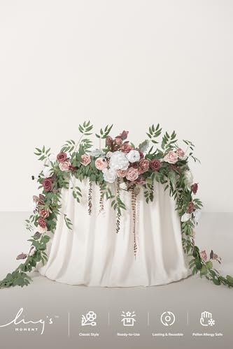 Ling's moment Dusty Rose Artificial Flower Garland Wedding Arch 9 FT - Image 4