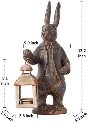 NIKKY HOME Bunny Lantern Figurine, Resin Rabbit Decor for Home - Image 6