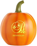 Let's Make Memories Personalized Pumpkin for Halloween - Custom Jack O Lantern with Your Name - Fall Decor - Light Up Pumpkin for Indoor/Outdoor Use - Floral Name and Monogram - Large - Orange by LetsMakeMemories