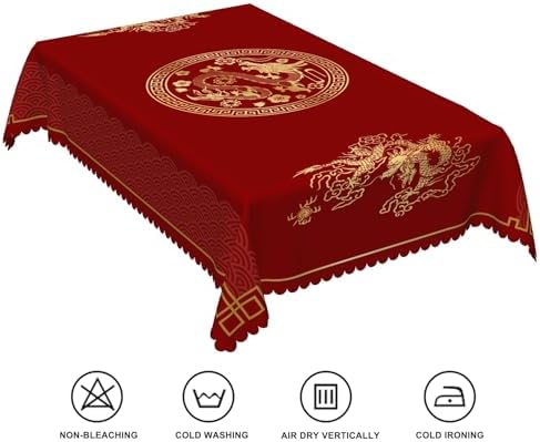 70x140inches Chinese Zodiac Dragon Lunar Tablecloth Happy Chinese New Year Asian Golden Dragon Cloud Print Table Cloth Washable and Reusable Fabric Table Cover for Kitchen Dining Home Decor - Image 6