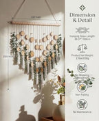 Macrame Leaf Wall Hanging Fake Eucalyptus Decor with 2-Piece Wood Slices Wall Decor Large for Bathroom Bedroom Kitchen, Artificial Wall Hanging Plants，Boho Wall Art - Image 4
