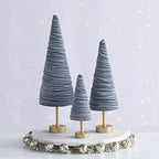 Gray Pedestal Velvet Trees Set of 3, Modern Mantel Décor, Blue Neutral Home Accent, Valentine Tabletop, Artisan Wedding Centerpiece, Made in USA (Gray) - Image 2