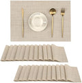 Leetaltree Woven Vinyl Beige Placemats Set of 24, Linen Look & Easy to Clean by Leetaltree-ArtatEveryTable