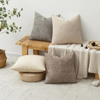 MIULEE Decorative Chenille Pillow Covers Neutral Beige 24x24 Pack of 4 - Image 4