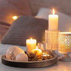 Sintuff 6 Pcs Wooden Candle Plate Holder Tray, Brown - Image 5