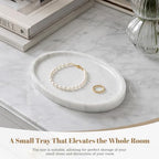 Koville Carrara Marble Tray, Oval Vanity Decorative Marble Tray for Home, Countertop Organizer, Catchall Tray for Perfume, Candles, Jewelry - Image 4