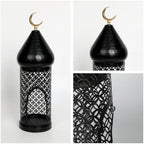 13.6inch Moroccan Lantern Lamp Decorative Candle Holders for Ramadan Decorations, Hanging, Outdoor Patio or Porch, Indoor Home Decor（Black） - Image 2