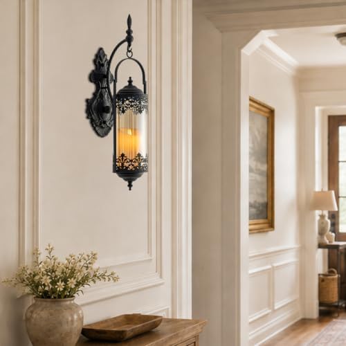 Rustic Antique Gothic Amber Glass Candle Sconce for Fireplace - Image 7