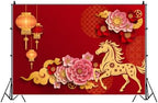 AOFOTO 12x8ft Happy Chinese New Year Backdrop China Spring Festival Lunar Year of The Horse Decoration Banner Paper Cut Flowers CNY Lanterns 2026 Background Party Supplies Photoshoot Studio Props - Image 6
