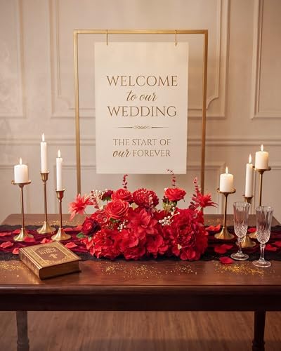 18inch Aisle Flower Garland Centerpieces, Red Rose and Peony - Image 2