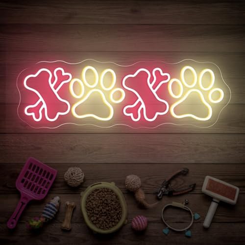 Cute Dog Paw Neon Sign for Pet Store Grooming Salon, Dog Lover Wall Decor by mllusxg