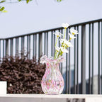QFkris Hand Blown Glass Vase, Modern Art Flower Vase with Pink Petal Decor - Image 6