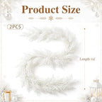 2 Pcs Christmas White Cedar Pine Garland, 6Ft Artificial Snow Pine Garlands - Image 2