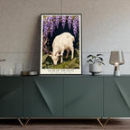 Chinese Lunar Year of the Goat Art Poster – White Goat Under Wisteria Arch Aesthetic Home Decor Posters for Room Wall Art and Apartment 12X18 in Wrapped Framed - Image 4
