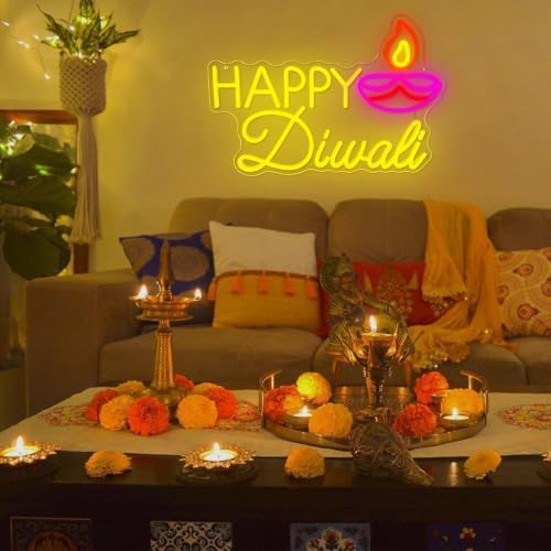 Happy Diwali Neon Sign Dimmable Festival of Light Oil Lamp Neon Light - Image 7